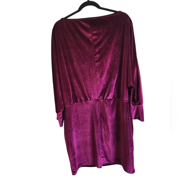 Lipsy London Plum Velvet Dress with a slouchy neck and Dolmam Sleeves sz 14 NWT - Picture 2 of 10